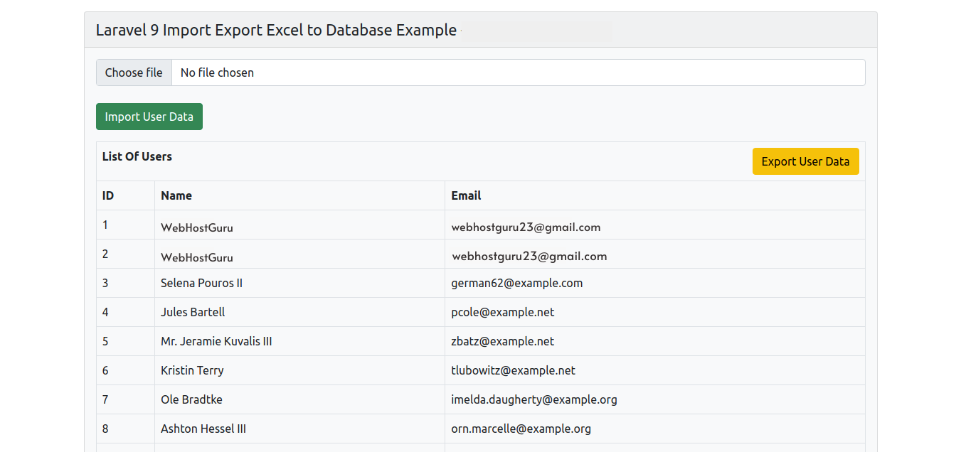 import export csv in laravel 9